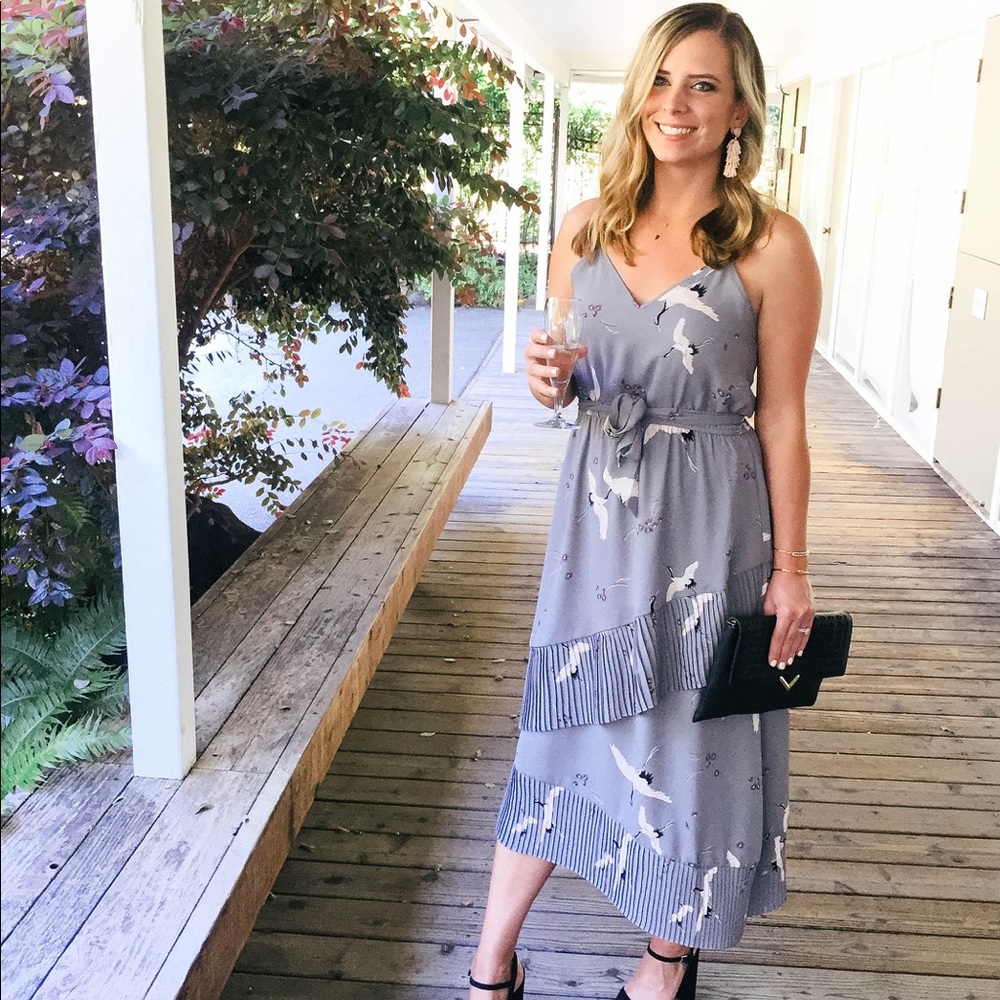 Pleated gray cocktail dress